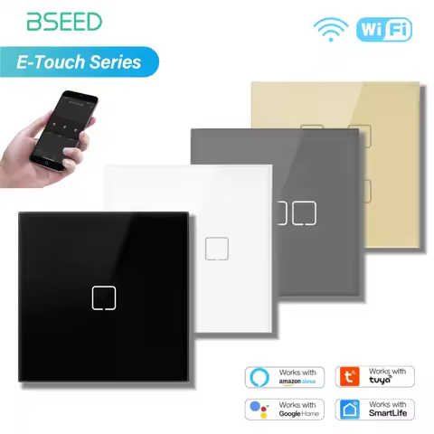 BSEED WIFI Touch Switch 1/2/3/4Gang Glass Smart Wall Light Switch Touch Screen Backlight Control Ale