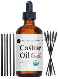 Organic Castor Oil (4oz), USDA Certified, 100% Pure, Cold Pressed, Hexane Free by Kate Blanc. Stimul