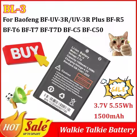 2-5Pcs New BL-3 .7V 1500mAh Walkie Talkie Battery for Baofeng BF-UV-3R/UV-3R Plus BF-R5 BF-T6 BF-T7 