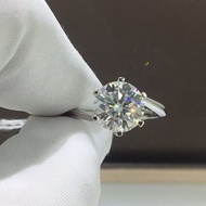 New Style S925 Silver Gold-Plated Ready Stock 3 Carat Crown Twisted Arm Six-Claw Moissanite Ring Loo