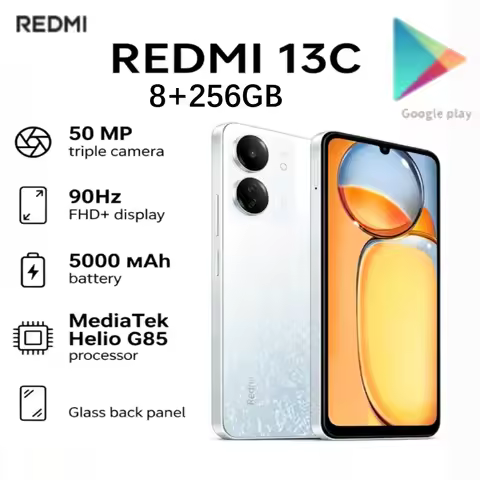 2026 (Latest Model) Redmi 13C Global Edition Smartphone: 8+256GB Storage, 50MP Triple Camera, MediaT