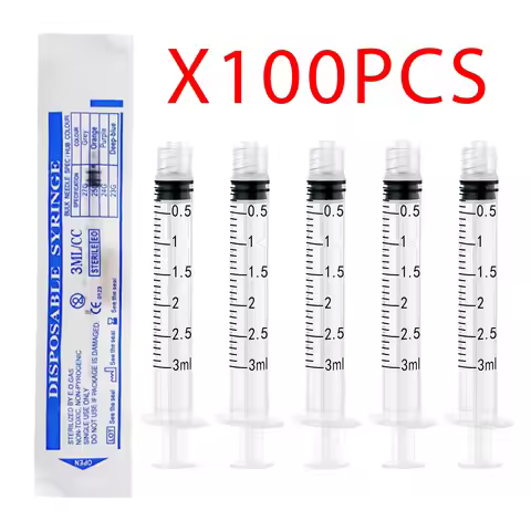 100pcs 3ml/cc Sterile Disposable Luer Lock Plastic Syringe Without Needle, Individually Wrapped For 