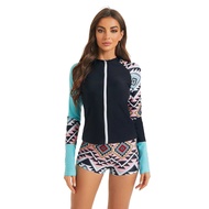 [Toronto2] Long Sleeve Swimwear Women Rash Guard Surfsuit Zipper Woman Swimsuit Two-Piece Bath Suits