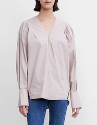 URBAN REVIVO Womens Causual V Neck Cotton Short Sleeve Shirts Loose Tops Blouses