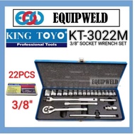 KING TOYO KT-3022M / KTBS-22  22PCS 3/8" DRIVE SOCKET BITS SOCKET WRENCH SET (KINGTOYO) KT3022M KTBS