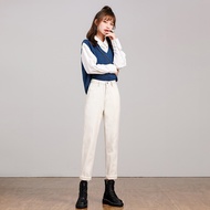 Off-White Women's Fleece Jeans - Loose Straight Fit with High Waist | Model: 1119CK
