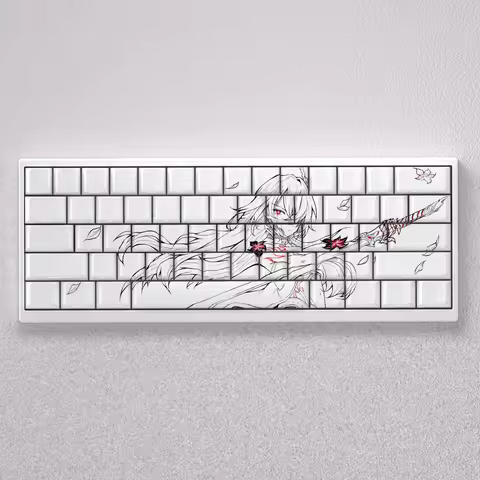 98 Keys Acheron Keycaps Anime Key Cap Set Cherry PBT Side Print Translucent for Mechanical Keyboard 
