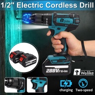 18V 13mm Cordless Brushless Electric Drill Impact Screwdriver Flat Hammer 1/2 Hammer Drill Power Tools Fit For Makita Battery