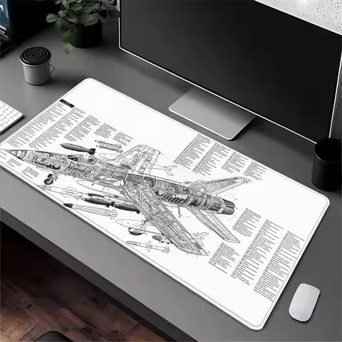 Black And White Airplane Drawing Mouse Pad Gaming printon New HD Mousepad XXL Playmat Office Natural