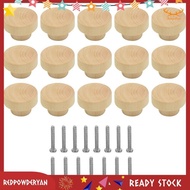 [Stock] 15Piece Furniture Knobs Wooden Cupboard Knobs for Cabinets and Drawers, Round Wooden Knobs