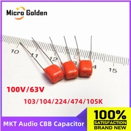 ((20pcs) MKT Fever Audio CBB Thin Film Capacitor 100V 63V 103/104/224/474/105K 0.01UF 0.1UF 1UF Pin 