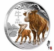 澳大利亞紀念幣 虎年幣牛年豬年收藏動物彩色鍍銀幣禮物生肖硬幣