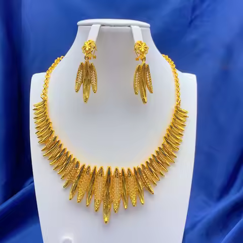 ANIID Dubai 24K Gold Color Jewelry Sets Wedding African Necklace Earrings For Women Nigerian Indian 