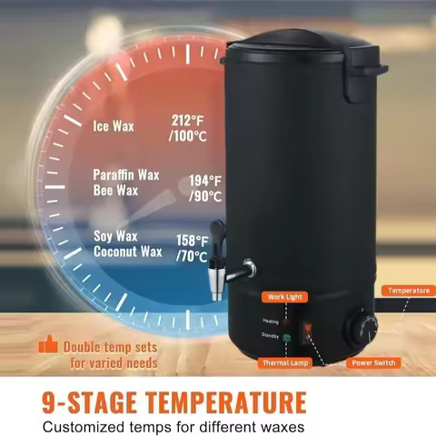 Stainless Steel Wax Melter for Candle Making Repair, Electric Wax Melting Pot, 9-Level Temperature C