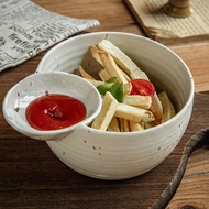 Xiruomi Fun Compartment Bowl Comes with Dipping Dish Snack French Fries Bowl Restaurant B & B Cerami