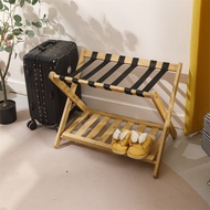 Guestroom floor storage rack hotel furniture bamboo and wood luggage rack hotel bedroom luggage folding family slipper