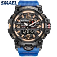 【Little monster]SMAEL Men Sport Watches Dual Time Digital Watch Quartz 50M Waterproof Watch Led Military Watch Sport 8035 Men Watches Wristwatch