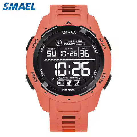 SMAEL Men's Waterproof Multifunctional Sports Wristwatches TPU Strap LED Display Week and Calendar W