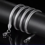 Stainless Steel Necklace Flat Snake Chain Minimalist Style Snake Bone Chain