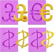 Dollar Sign Silicone Molds Money Symbol Fondant Molds Usd Euro Rmb Pound Chocolate Molds for DIY Cak