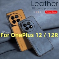 Luxury Sheepskin Leather Casing For OnePlus 12 R OnePlus12 OnePlus12R 1+12 5G 2023 Simple Silicone M