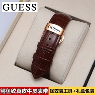 Suitable for Guess watch straps for men and women genuine leather watch strap guess butterfly buckle leather watch chain accessories 16/20mm