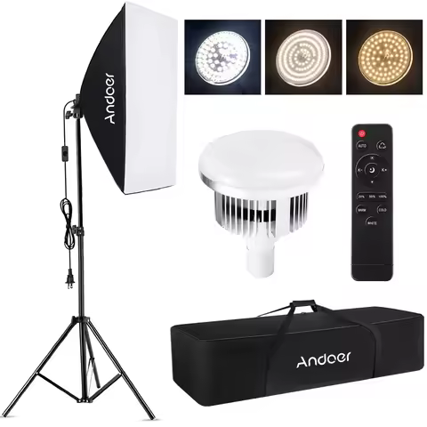 Andoer Studio Photography Light kit Softbox Lighting Set with 85W 2800K-5700K Bi-color Temperature L