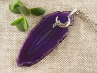 紫瑪瑙切片項鍊紫外線瑪瑙板月亮吊墜項鍊首飾