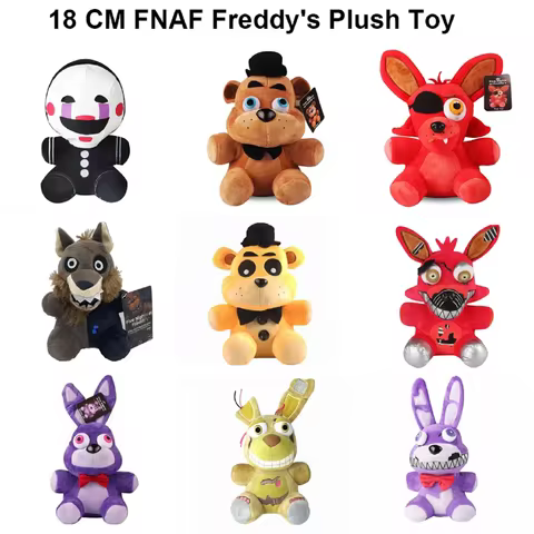 18cm FNAF Stuffed Plush Toys Freddy Fazbear Bear Foxy Rabbit Bonnie Chica Peluche Juguetes 5 Nights