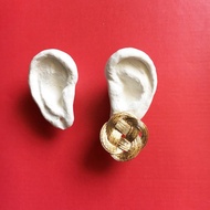 Canola Flower Knotted One耳環 - 象牙白金 -