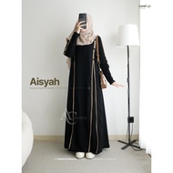 Alaydrus Collection Black Abaya Turkey Aisyah Gamis Syari Muslimah Jetblack Black Chiffon Combinatio
