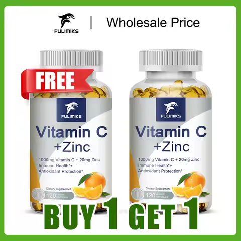 Buy 1 Get 1 Free! Premium Vitamin C + Zinc Supplement, for Wound Healing, Reduces Oxidative Stress &