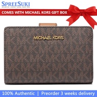 Michael Kors Wallet In Box Medium Wallet Jet Set Travel Medium Bifold Zip Coin Wallet Brown 35F8GTVF
