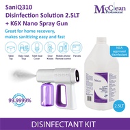 SaniQ310 Surface Disinfectant (refill) + K6X Nano Spray Gun / Great for Home Recovery / NEA Approved