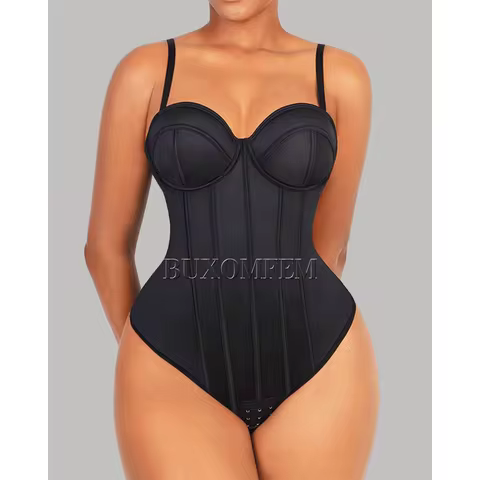 Stylish Triangle Shapewear with Bra Adjustable Straps Bodysuit Thong Tummy Control Colombian Gridle
