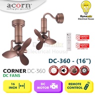 ACORN Corner DC-360 2 In 1 Corner/Wall Fan 16“ | DC Motor | Remote Control | 360 Degree Swing | Kipas Kecil Dinding | 风扇