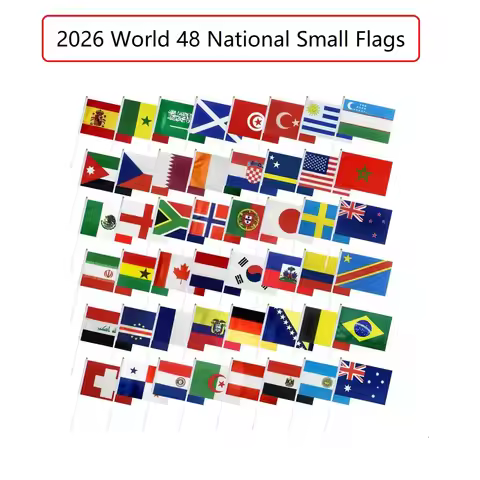 2026 World Flag 2026 World 48 National Small Flags, 14*21cm Countries Handheld Stick Flag for Intern