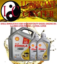 SHELL RIMULA R4 X 15W-40 HEAVY DUTY DIESEL ENGINE OIL 5+1L FREE PROMO+1L+1L(8L)