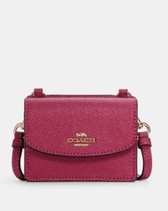 💝清屋💝 Coach Flap Card Case On Lanyard 小廢包 小斜揹袋