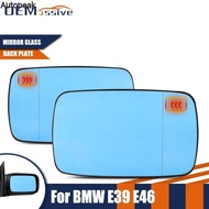 Left Right Side Car Replacement Mirror Glass Blue Heated Rearview Convex For BMW 3er E46 5er E39 97-