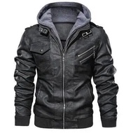 Slim Fit Mens Black PU หนังแจ็คเก็ต Wish Zipper Casual Jacket หนังปลอมผสมหนังแจ็คเก็ตหลวม Fit จีน