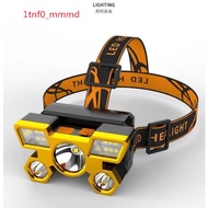 [Ready Stock] USB Rechargeable Five Light Source COB Head Lamp USB Charging ABS Strong Light Home Ou