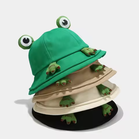 Cotton Cartoon Lovely Frog Bucket Hat Fashion Joker Outdoor Travel Sun Cap For Adult and Child 52