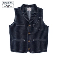 OKONKWO Striped Denim Suit Lapel Motorcycle Multi-pocket Vest