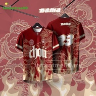 Choii Tshirt Nfl Jersey Viral Dragon Baju Merah Lelaki Perempuan Fire Design Microfiber Oversize Jer