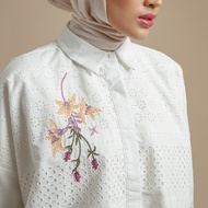 HijabChic Zyra Top - Kemeja Wanita Embroidery Motif Bunga