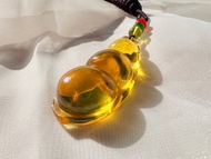 緬甸全天然高冰玻璃體金藍珀福豆吊墜