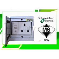 Schneider USB Floor Socket 13a 250v And USB Charger Silver