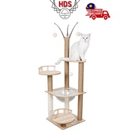 Premium Large Cat Tree House Wood Cat Tower Scratch Hammock Cat Bed Cat House 132cm