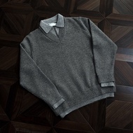 เสื้อสเวตเตอร์คอวีสำหรับผู้ชายในฤดูหนาว เสื้อชั้นในสเวตเตอร์ถักแบบ Cleanfit Old Money Style ดีไซน์สว